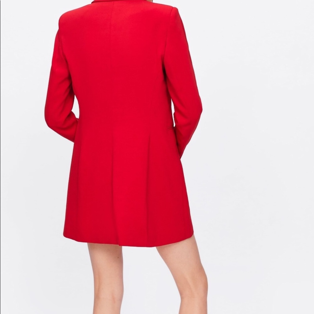 NWT ZARA RED BUTTONED FROCK COAT SHIRT DRESS - Picture 12 of 12